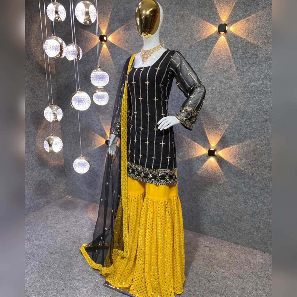 Sold out Heavy Faux Georgette Fabric With Heavy Embroidery 5mm Sequence Work